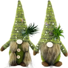 Spring Decorations for Home - Cute Plant Plush Gnomes Decor for Tiered Tray, Indoor, Table, Office, Farmhouse - Green Table Centerpiece