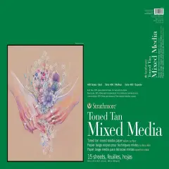 Strathmore 400 Series Toned Mixed Media Pad 18"X24"-Glue Bound Tan, 15 Sheets