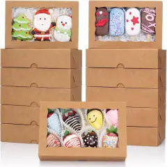 50PCS 8x5x2Inch Bakery Boxes with Window Chocolate Covered Strawberries Boxes Cookie Boxes Cakesickle Boxes Browines Boxes Donut Boxes