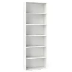 6-Tier Bookcase with 6 Open Shelves and Anti-Toppling Kits White