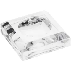 Plymor Clear Acrylic Square Display Base with Indented Circle to Hold Egg, Marble, Ball or Sphere, 0.875" W x 0.875" D x 0.25" H (0.5" Circle)