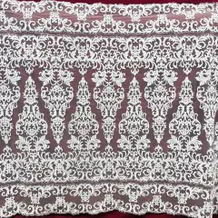 1 Yard Beaded & Corded Lace Fabric on 100% Polyester Net Mesh, White, 51" Wide, Embroidered Lace Fabric