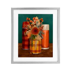 Autumnal Thermos & Botanicals Print Under Glass Wall Art Gray