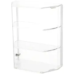 Plymor Clear Acrylic Locking Display Case with Angled Sides and Sliding Back, 2 Shelves