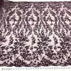1 Yard Luxurious Beaded Lace Fabric Embroidered on 100% Polyester Net Mesh for Couture Dresses 54" Width Plum
