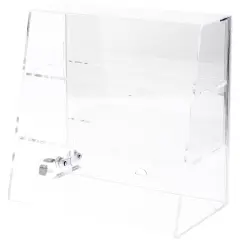 Plymor Clear Acrylic Locking Display Case with Slanted Front and Sliding Back, 2 Flat Shelves (Mirrored)
