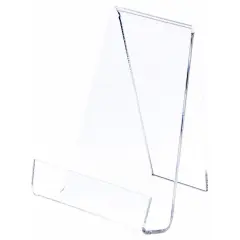 Plymor Clear Acrylic Book Easel with 1.375" Ledge With Lip, 6" W x 5.5" D x 7.25" H