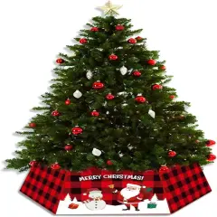 31in Buffalo Plaid Christmas Tree Collar Hexagon Christmas Tree Ring for Artificial Trees Christmas Tree Skirt