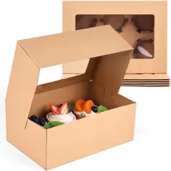 6 Pack Cupcake Boxes, 9.5x6.3x3inch Cupcake Containers Brown Cupcake Carrier with Inserts 6 Holders for Muffins Gift Treat Box Bulk