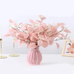 6pcs Artificial Eucalyptus Stems Pink Fake Eucalyptus Leaves Tall Eucalyptus Branches Floral Decorations for Boho Home Decor Flowers Arrangement