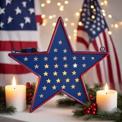 July 4th Country Patriotic Star Light Metal Wall Decor