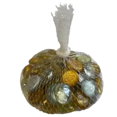 Silver/Gold Mix Glass Nuggets - 12oz Bag - Flat Glass Gems/Beads - Decorative Glass Stones - Great for Mosaics and Other Glass Projects