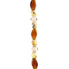 John Bead 7" Assorted Shape Czech Glass Bead Strand Amber Honey