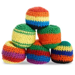6 Pack Knitted Juggling Sacks - Soft Foot Bag Balls for Adults, Party Favors, Soccer Training (6 Designs, 2.5 x 2 x 1.5 In)