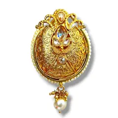 Golden Sari Brooch Indian Saree Lehenga Safety Pin Gold Tone Jewelry Designer Bollywood Safety Pin Indian Wedding Bridal Jewelry Gift for Her Mother&rsquo;s Day Gift LCT