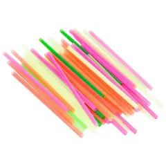 Chef Craft 50 Piece 8" Long Neon Milkshake / Smoothie Straws Set - Assorted Colors