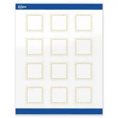 Avery Printable Square Labels, Gold Border with Gold Dots, 2" x 2", Glossy White Square Labels, Permanent, Laser/Inkjet, 120ct, Great for Product Labels