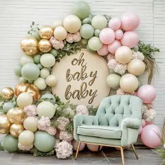 Dusty Green Pink Sand Balloon Arch Garland Kit