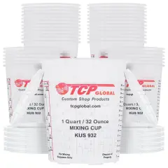 Paint Mixing Cups, 32-Ounce (36 Pack) - Plastic Measuring Cups for Liquids, Automotive Painting, Epoxy Resin, Acrylic Arts, Crafts, Disposable or Reusable, Graduated, Mixing Ratios