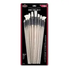 RSET-9600 | 12pc White Bristle Long Handle Variety Brush Set
