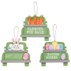 Happy Easter Wooden Pickup Truck Hanger - 3 Asstd.