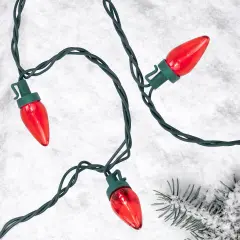 Northlight LED C7 Christmas Lights - Red - 16' Green Wire - 25ct
