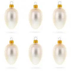 Set of 6 Champagne Mini Glass Egg Ornaments 2.9 Inches