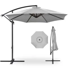 Best Choice Products 10ft Offset Hanging Outdoor Market Patio Umbrella w/ Easy Tilt Adjustment Fog Gray