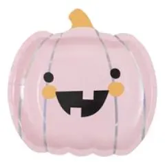 Groovy Halloween Pumpkin-Shaped 9" Plates 8ct - Iridescent Foil Stamping