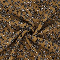 1 Yard Mustard Gold Rayon Crepon Crinkle Fabric Apparel Lightweight Drapey 50/52 Inch Width