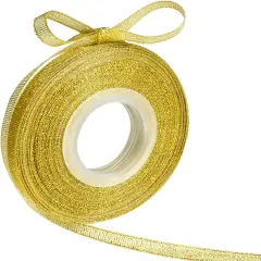 Glitter Metallic Gold Ribbon - 1/4 Inch 25 Yards
