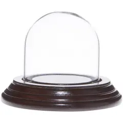 Plymor 2" x 2" Mini Glass Display Dome Cloche Dark Mahogany Veneer