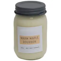 Maple Bourbon Jar Candle with Lid 84 Hour Burn Time Single Wick for Relaxing Home Fragrance