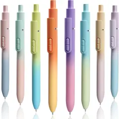 Ballpoint Pen Black Ink, 8 PCS 1.0mm Medium Tip Retractable Pen, High-end Long Lasting Smooth Writing Aesthetic Gradient Color Barrel Bullet Ball Point Pen, Home Office Supplies for Kids Adults