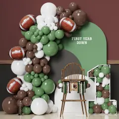 Football Balloon Garland Arch Kit 131Pcs Sage Green and Coffee Brown Balloons