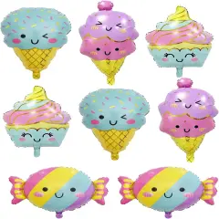 8PCS Ice Cream Cnady Foil Balloons Sweet Candy Foil Balloon for ice Cream Themed Party Decorations Baby Shower Wedding Party Decorations