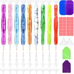 9 PCS Diamond Painting Pens, Resin Diamond Art Pens with Clay Tips Tray Anti-slip Mat, 5D Diamond Painting Accessories and Tools for DIY Diamond Painting Hobby