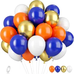 Blue and Orange Balloons, 35pcs Blue White Orange Balloons, Blue and Orange Confetti Balloons Orange and Blue Latex Balloons for Birthday Baby Shower Wedding Anniversary Graduation Party Decorations