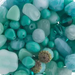 John Bead Mixed Czech Glass Beads Vial, 100g Barbados Ocean