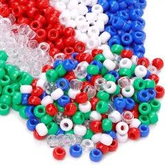 1000 Pcs Red White Blue Green Pony Beads for Jewelry Making Supplies