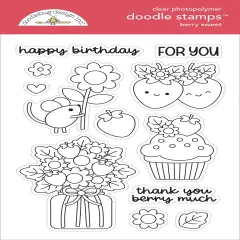 Doodlebug Clear Doodle Stamps-Berry Sweet