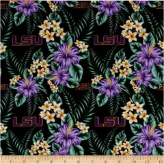 Licensed NCAA Louisiana State University Tropical LSU-1174 Cotton Fabric by the Yard