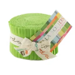 Bella Solids 2.5" Strip Junior Roll (Junior Jelly Roll) in Lime by Moda for Moda (9900JJR 75)