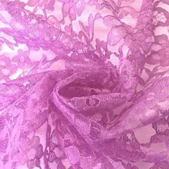 1 Yard Orchid Raschel Lace Fabric French Floral Polyester Material for Bridal Evening Dresses 60" Width