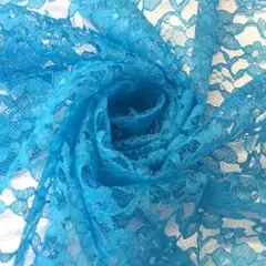 1 Yard Turquoise Raschel Lace Fabric with Intricate French Floral Design for Bridal and Evening Gowns 60" Width