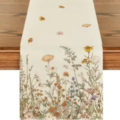 Wild Flowers Grasses Floral Fall Table Runner