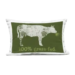 Stupell Industries Grass Fed Cow Outdoor Printed Throw Pillow Design by Higher Learning/Life Is High, 14 x 7 x 20