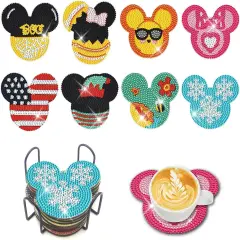 8 PCS Cartoon Diamond Art Painting Coasters Kit for Adults Kids Supplies
