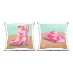 Stupell Industries Pink Theme Cowgirl Fashion 2pc Decorative Printed Throw Pillow Set Design by Grace Popp, 18 x 7 x 18
