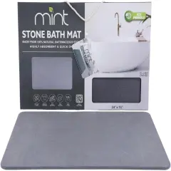 24'' x 15'' Diatomaceous Quick-Drying Stone Bath Mat Gray
